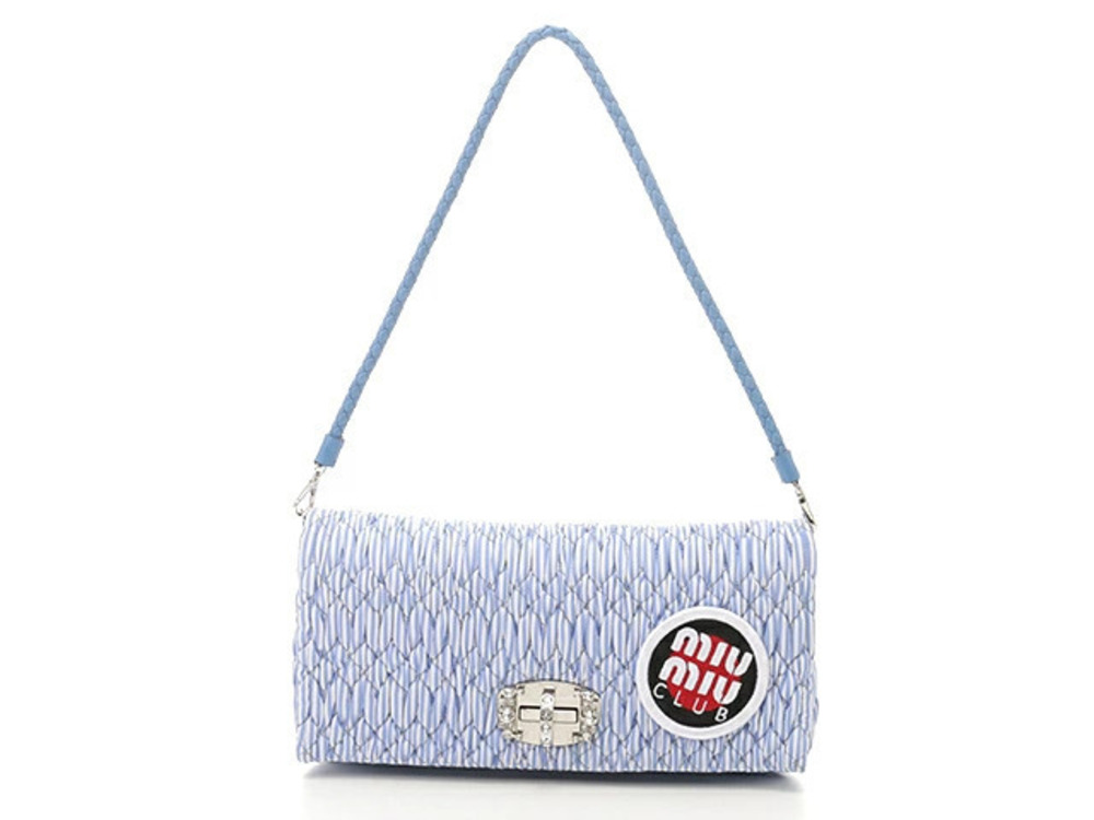 Miu Miu Bag Shoulder Chain Calfskin Blue White